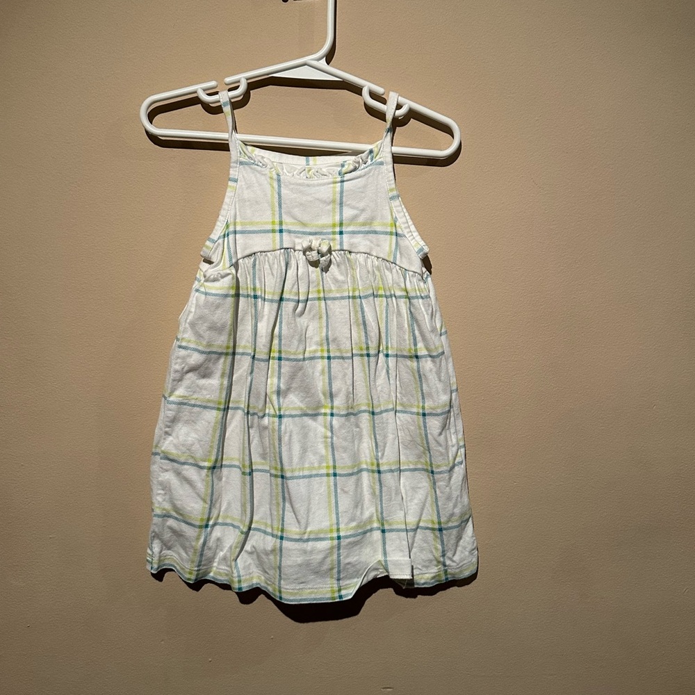 Carter's White and Green Plaid Kids Casual Dress
